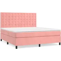 vidaXL Boxspring met matras fluweel roze 180x200 cm