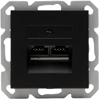 Kopp - UTP RJ45 Stopcontact - Athenis HK07 - Wandcontactdoos - Inbouw - 2-voudig UTP CAT6 - Mat Zwart