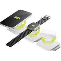 Goobay Opvouwbare draadloze oplader | | 3-in-1 (Qi,15W, Wit)