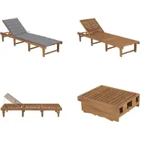 vidaXL Ligbed inklapbaar met kussen massief acaciahout - Ligbed - Ligbedden - Ligstoel - Ligstoelen