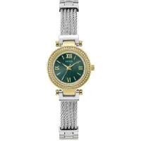 GUESS Mini Soho Analoog Quartzhorloge Zilverkleurig Kast Gemaakt Van 100% Roestvrij Staal En Een Armband Van 100% Roestvrij Staal 27 GW1076L3