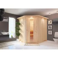 Karibu | Lilja Sauna met Dakkraag | Energiesparende Deur