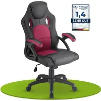 Juskys Montreal Gaming Bureaustoel – Ergonomisch – Kantelbare Rugleuning – Verstelbare Zithoogte – Max. 120 kg – Bordeaux