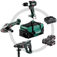 Metabo Combo Set 3.1 | Accu combiset 18V SB 18 LT BL + W 18 L 9-125 Quick + KH 18 LTX 24 in gereedschapstas (3x 5.2Ah accu + ASC 55 lader) - 685212000