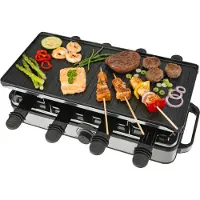 Bourgini Gourmette Raclette Pure - Gourmetstel met omkeerbare Grill & Bakplaat - Raclette 8 personen - 21x42 cm - PFAS-vrije coating - Regelbare thermostaat - incl. 8 spatels en pannetjes