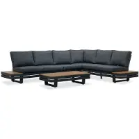 LUX outdoor living Vegas hoek loungeset-rechts 6 personen incl. tafel | aluminium + polywood | antraciet | 5-delig