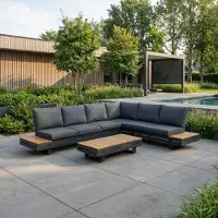 LUX outdoor living Vegas hoek loungeset-rechts 6 personen incl. tafel | aluminium + polywood | antraciet | 5-delig