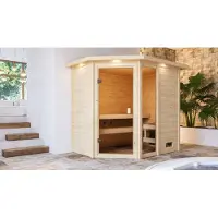 Karibu | Jada Sauna met Dakkraag | Biokachel 9 kW Externe Bediening