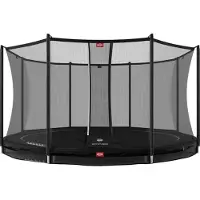 Berg Favorit InGround 380 Trampoline - Safety Net Comfort - AirFlow Springdoek - Zwart