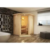 Karibu | Nanja Sauna met Dakkraag | Helderglas Deur