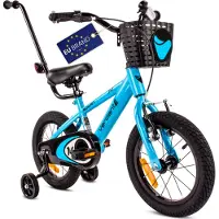 Sun baby Verdant Bike Kinderfiets voor jongens van 3 tot 5 jaar, 14 inch Blauw, leeftijd 3 tot 6 jaar, met zijwieltjes, duwstang, handrem