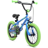 Bikestar 16 inch BMX kinderfiets, blauw / groen