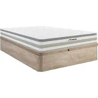 Vente-unique Set 160 x 200 cm bedbodem met opbergruimte, licht naturel + matras met pocketveren met ingebouwd dekmatras van 29 cm dik - CANTERBURY van YSMÉE