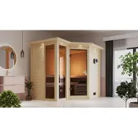 Karibu | Amara Sauna met Dakkraag | Bronzeglas Deur
