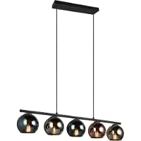Reality SHELDON Hanglamp - Zwart met multicolor glas