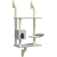 Syfax Kattenmeubel wandgemonteerd met krabpaal 153 cm lichtgrijs