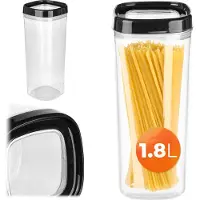 Kadax Voorraaddoos, transparante opbergdoos van kunststof, luchtdichte voorraaddoos met deksel, voor meel, muesli, suiker en pasta (1800 ml, zwart)
