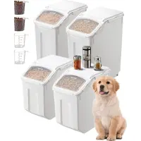 Vevor Reiscontainers voor onderweg, voorraadbakken, voerdispenser voor honden, 4 stuks. 2 x 15 liter / 2 x 20 liter. Containers voor keukenbenodigdheden, granen, muesli