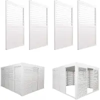 Mendler Set van 4 aluminium schuifdeuren voor pergola HWC-L46, terrasoverkapping, lamellenpaneelmodule, 206x369 cm wit