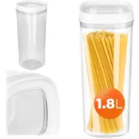 Kadax Voorraaddoos, transparante opbergdoos van kunststof, luchtdichte voorraaddoos met deksel, voor meel, muesli, suiker en pasta (1800 ml, wit)