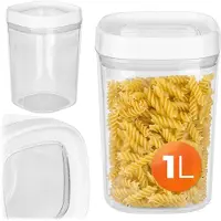 Kadax Voorraaddoos, transparante opbergdoos van kunststof, luchtdichte voorraaddoos met deksel, voor meel, muesli, suiker en pasta (1000 ml, wit)