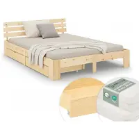 Homestyle4u Tweepersoonsbed - 160x200 cm - Bed met 2 Bedbakken en Matrassen - Natuur