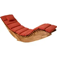 Beliani BRESCIA PREMIUM - Ligstoel - Bruin/Rood - Acaciahout