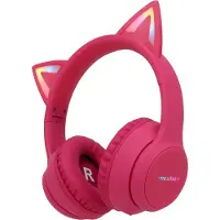 IMoshion Draadloze Kinderkoptelefoon LED Light Cat Ear - Decibelbegrenzer - Met AUX kabel - Hot Pink