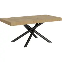 Itamoby - Uittrekbare eettafel 180/440x90 cm, afwerking: Famas eik, natuurlijke kleur, poten: antraciet