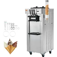 Vevor Commerciële IJsmachine 21-31 L/u Vrijstaande Softijsmachine met 3 Smaken