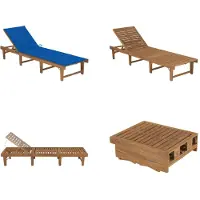 vidaXL Ligbed inklapbaar met kussen massief acaciahout - Ligbed - Ligbedden - Ligstoel - Ligstoelen