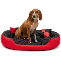 Lionto hondenbed, stijlvol 4-in-1 hondenmandje, waterafstotend, krasbestendig en gemakkelijk schoon te maken, 85x70 cm, rood/zwart
