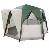vidaXL Cabin Tent 3-Person met dak Groen en Wit 320 x 320 x 203 cm