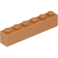 LEGO 50 stuks 3009 steenblokje 1x6, basisstenen, kleur: middelbruin (nougat)