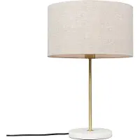 QAZQA Tafellamp messing met grijze kap 35 cm - Kaso