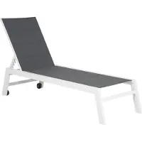 Happy Garden BARBADOS ligstoel in grijs textilene - wit aluminium