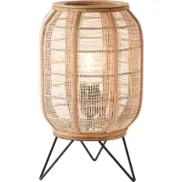 Brilliant Tafel lamp, 1 lichtpunt, hoogte x diameter 32x22 cm, model Slope, zwart/naturel, met snoerdimmer