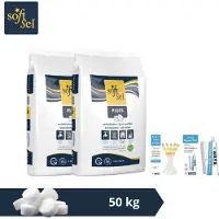 Pool Improve Soft-Sel zouttabletten - Zwembadonderhoud - 50 kg & WAYS scrubborstel