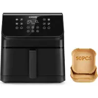 Cosori Oil-Free Fryer - Premium II Chef Edition - 6.2L Capacity - 12 Programs - Pack of 50 Baking Papers - 1700W - Black