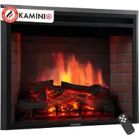 KAMINIO Elektrische haard LUCA - Elektrische inbouwhaard met verwarming, 3D-vlameffect, 12 vlamkleuren, afstandsbediening - 23 inch