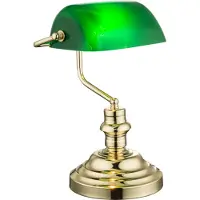 Globo Lighting Klassieke bureaulamp Antique nikkel met groen glas