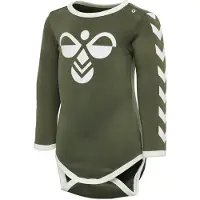 Hummel Rompertje/body olijfgroen / wit