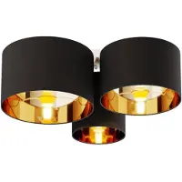 LINDBY Plafondlamp Laurenz, dimbaar, zwart, Woon-/ Eetkamer, Textiel / Stof / Zijde, Modern, plafondlamp