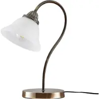 LINDBY LED-tafellamp Mialina, brons / oud-messing, Woon-/ Eetkamer, Glas, LED tafellamp