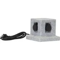 Star Trading Buitenstopcontact 'Plugge', granietlook, 4 stopcontacten, grijs, H 18 cm, B 20 cm