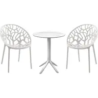 CLP Tuinmeubelset Hoscana - Ronde Eettafel Ø60 cm met 2 Stapelbare Stoelen - Polypropyleen - Weerbestendig & UV-bestendig - wit