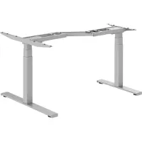 Worktrainer - Lumi Zit Sta Hoek Bureau - Hoogte 62-128 cm - Breedte 125-165 cm - Elektrisch Frame – In Hoogte Verstelbaar Onderstel - Zilver - Met Geheugenfunctie