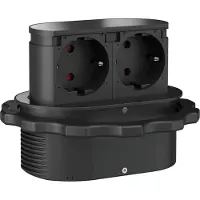 QUELLMALZ Piccolino popup stekkerdoos zwart 2x stopcontact