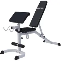 Gorilla Sports Verstelbare fitnessbank met Curlrack wit