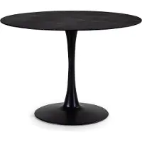 CALICOSY - Ronde tafel met glazen blad in marmerlook L110 cm - ADA